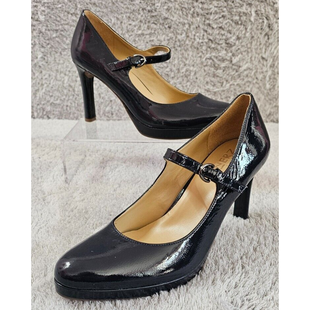 NEW Naturalizer Women's Talissa Mary Janes Pump Navy Patent Heels Shoes 8 Narrow